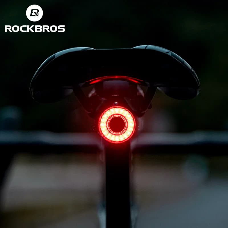 ROCKBROS Rear light for smart bike Rear lights for bicycle IPX6 waterproof bike lights for night driving with rechargeable type C