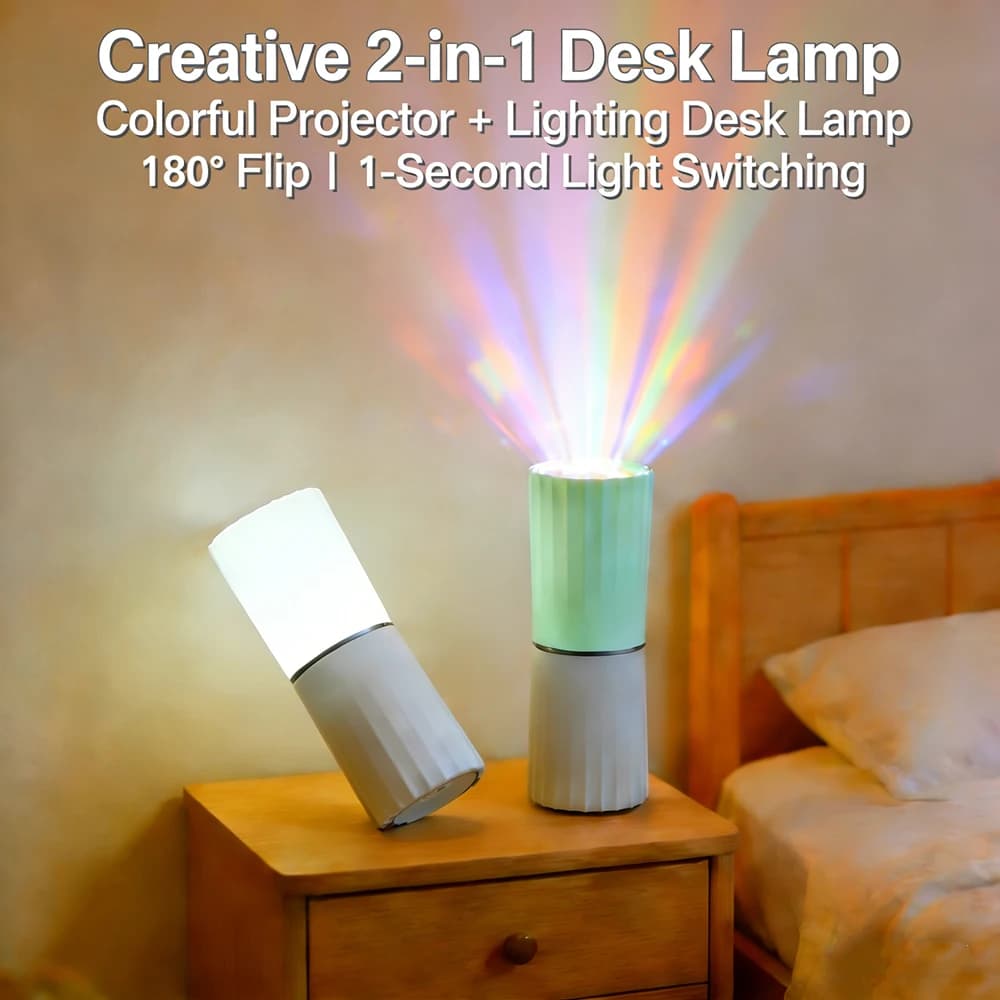 Creativo 180 ° Lampada Notturna con Proiezione di Onde d'Acqua e Cambio Colore, Ricaricabile USB, Portatile per Campeggio e Illuminazione d'Ambiente