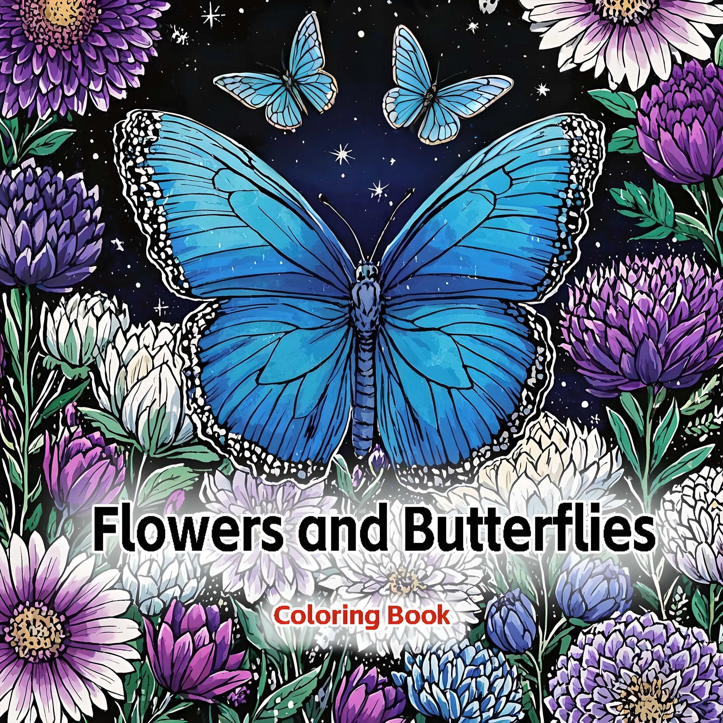 Flowers and Butterflies Coloring Book For Adult Relieve Stress Kill Time Graffiti Painting Drawing Art Books Perfect Gift