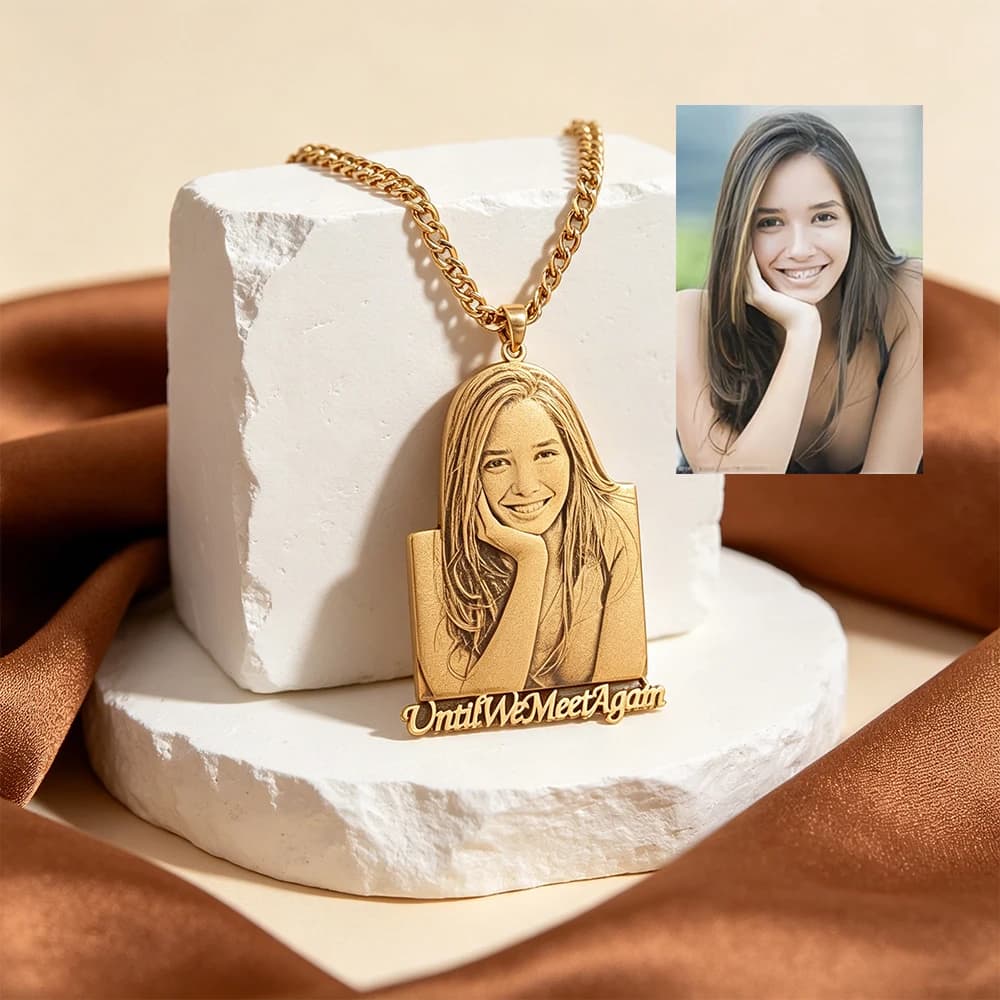 Collana Personalizzata con Foto, Catena Cubana in Acciaio Inossidabile, Incisione Logo e Testo, Ciondolo con Immagine Reale, Regalo Personalizzato