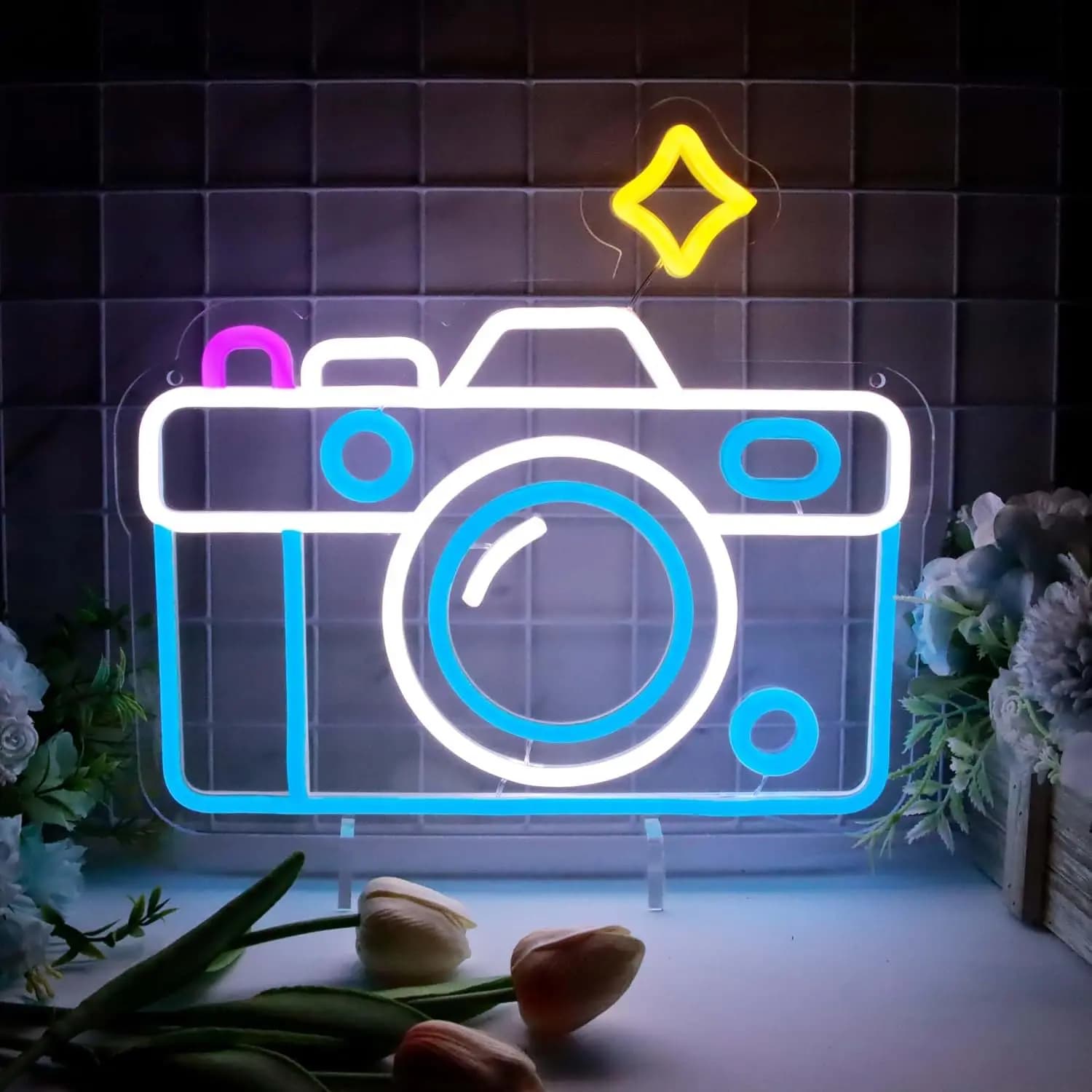 Insegne al Neon per Decorazione Murale, Luce a Tema Fotocamera per Camera da Letto, Regalo Personalizzato per Ragazzi e Ragazze, Compleanno, Natale, Feste