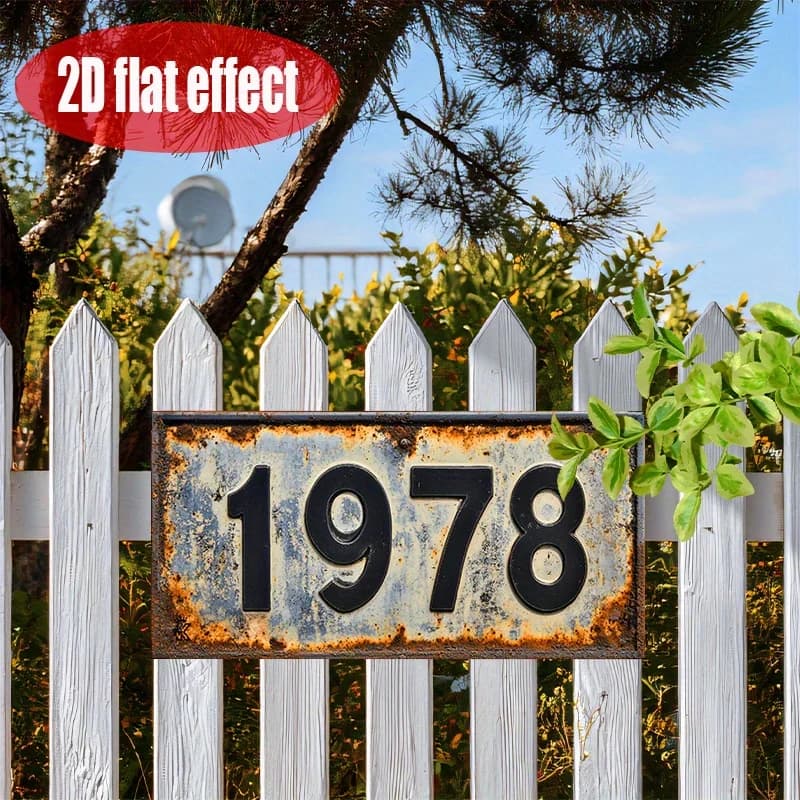 Targa in metallo HD 1978 effetto ruggine - Decorazione da parete vintage - Arte in metallo 2D per casa e giardino
