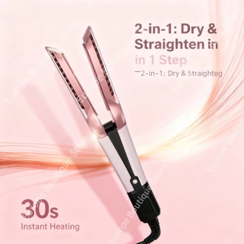 Combination hair plate and hair dryer 2 in 1 - Iron with negative ion heating for a long-lasting hair styling salon fast drying