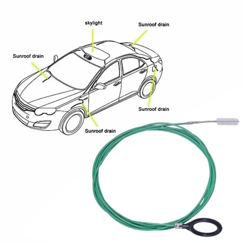 Spazzola per la pulizia degli scarichi auto, sturalavaggio per tetto apribile, tubo lungo per la pulizia dei fori di scarico, strumento per la pulizia dei tubi auto, accessori auto