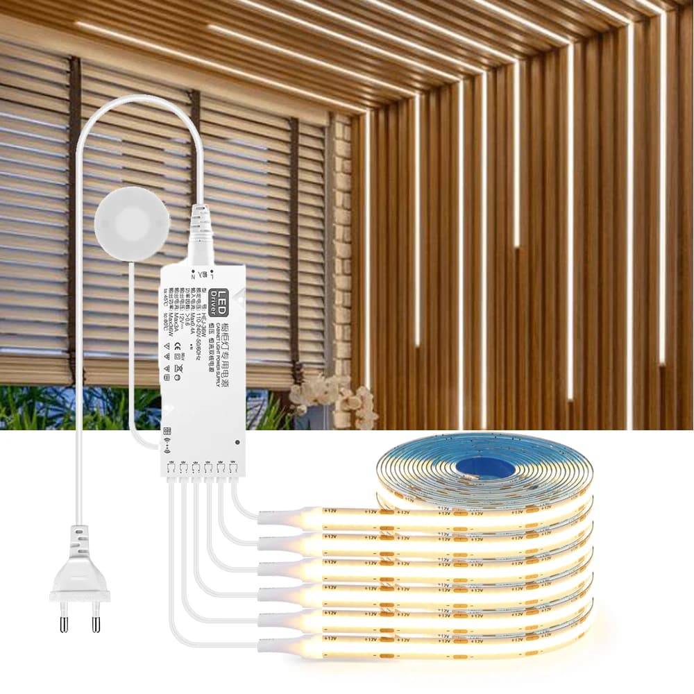 Luci per la decorazione della parete del pannello della griglia del soffitto della striscia LED incorporata lineare COB, lampada da parete ambientale autoadesiva del soggiorno del nastro LED