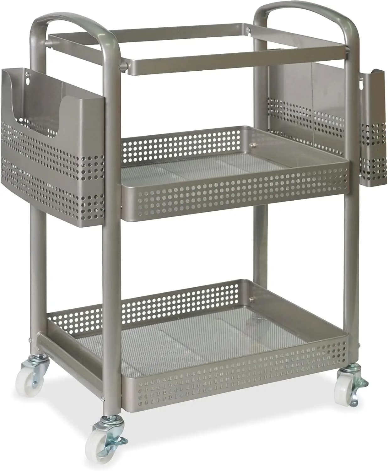 Carrello portadocumenti mobile, 12,5" x 22,4" x 25,25", metallo resistente, ruote scorrevoli, per cartelle sospese formato Letter/Legal, colore champagne
