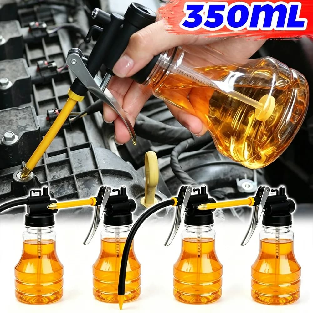 Hand Press Lubricating Oil Pump Can Transparent Body Long Spout Flexible Tube High Pressure Oiler Car Bicycle Repair Care Tools