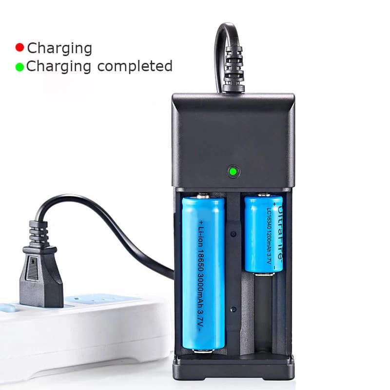 18650 Charger 2 USB Slots Independent Charging for 18650 DC Charging 4.2V Rechargeable Lithium Battery EU Plug