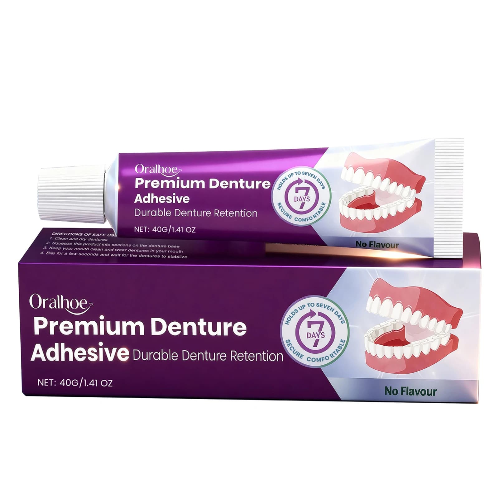40g Denture Adhesive for Uppers, Lowers & Partials Waterproof Seal & Zinc Free Denture Care Products