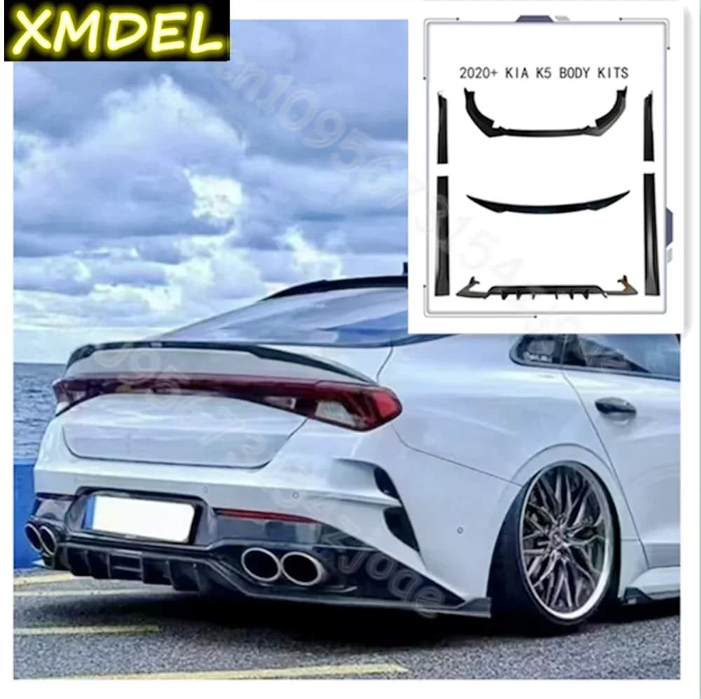 Kit carrozzeria per Kia K5 2020 2021 2022 2023 2024: spoiler, paraurti anteriore, minigonne laterali, diffusore posteriore, verniciatura nero lucido