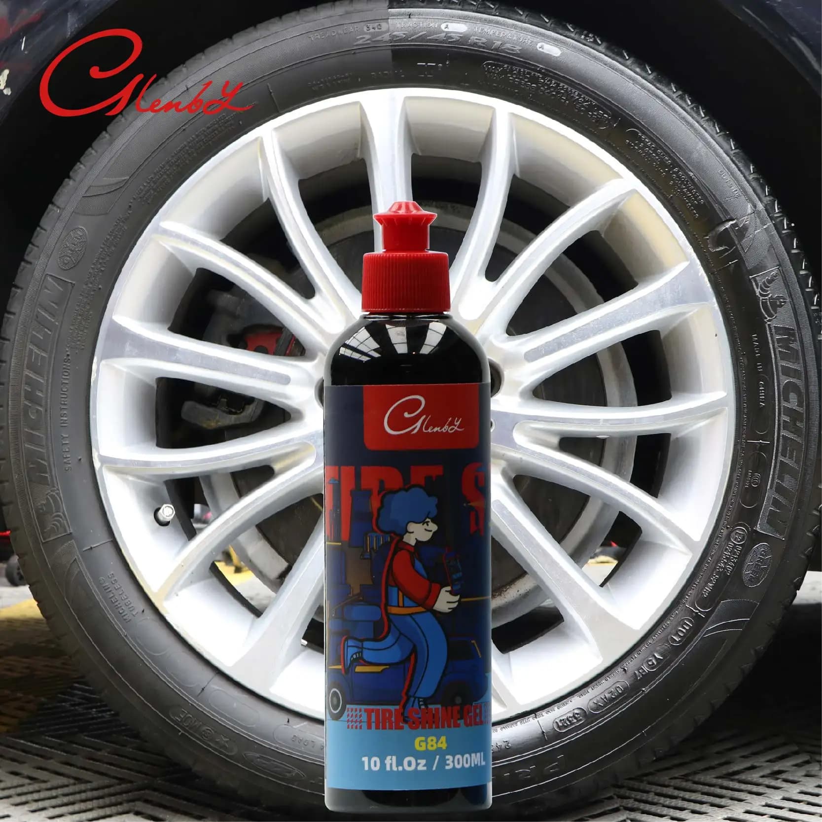 Gel e balsamo per pneumatici per auto, gel per pneumatici a base di olio, infuso SIO2 e tintura nera, senza formula per imbracatura. Migliora il colore e la finitura dei pneumatici