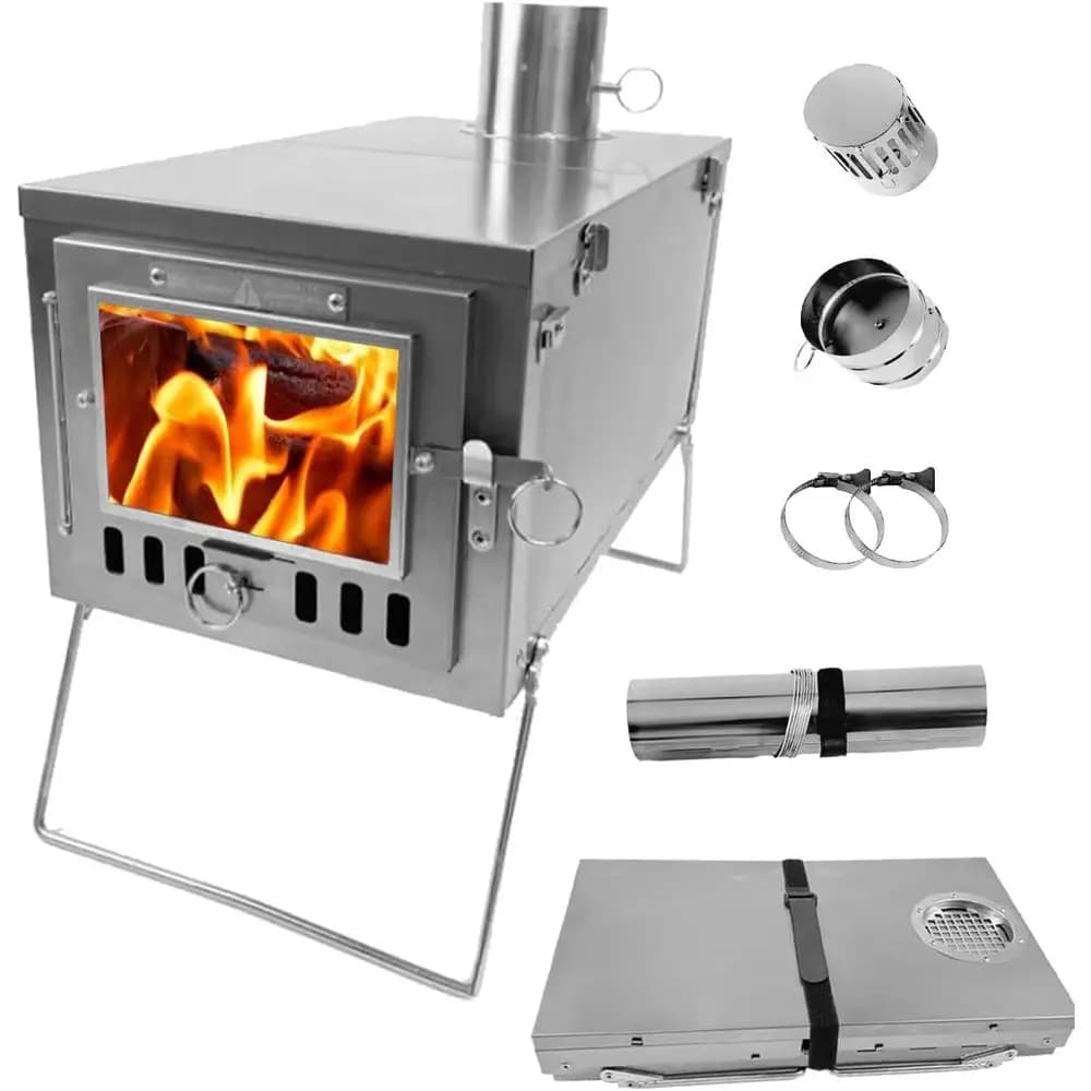 Light Camping Stove in Wood with 6.56m Fireplace, Portable Heater for Open Adventures and Easy Cooking