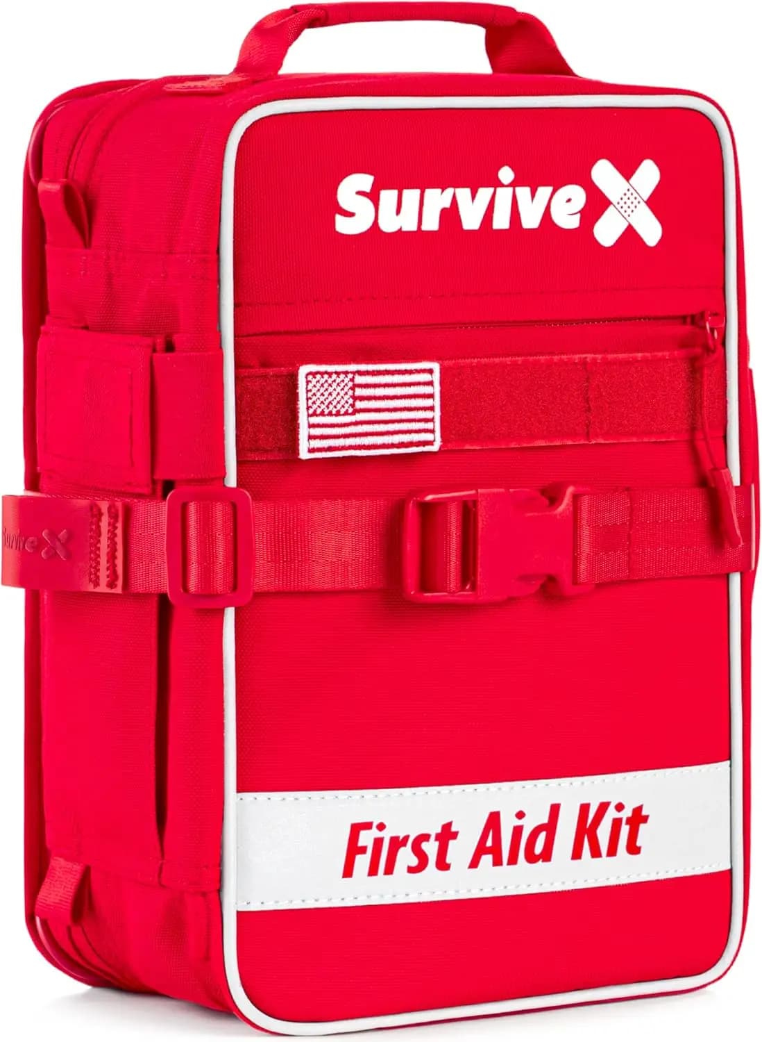 Grande kit di pronto soccorso per auto, viaggi e casa - Kit di emergenza per escursioni, campeggio, zaino in spalla e attività all'aperto con strisce con cuciture zip