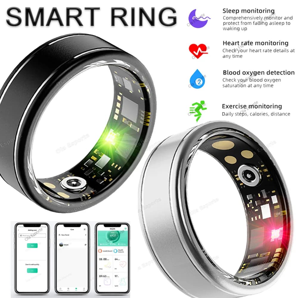Intelligent health rings Blood pressure monitor Blood oxygen heart rate Sleep ring Fitness gift for a friend Family Connectors Smartring