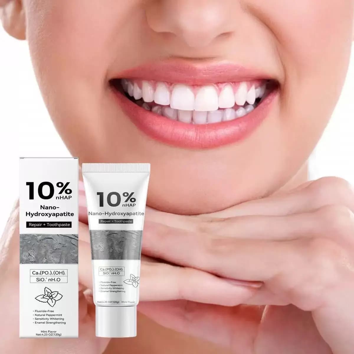 10% Nano Hydroxyapatite Whitening & Removing Stains Toothpaste – Brightens Yellow Teeth & Freshens Breath – 120g