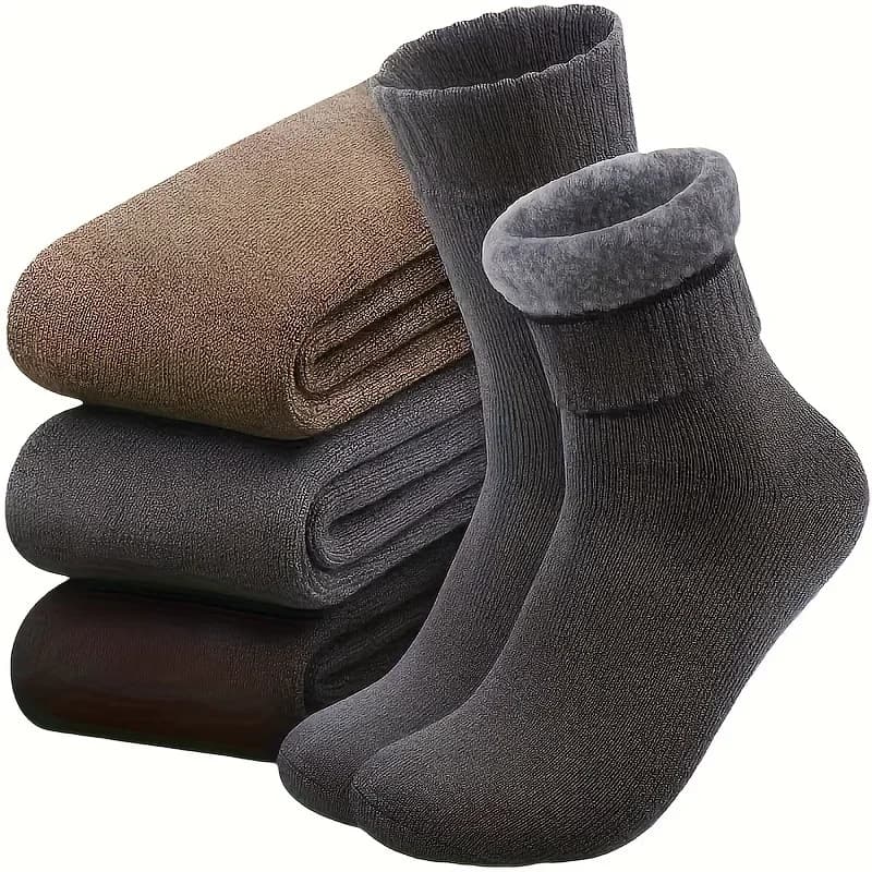 3 pairs of women's thermal socks, thick socks for the winter, warm outdoor socks, soft and warm socks, classic cotton socks for girls.