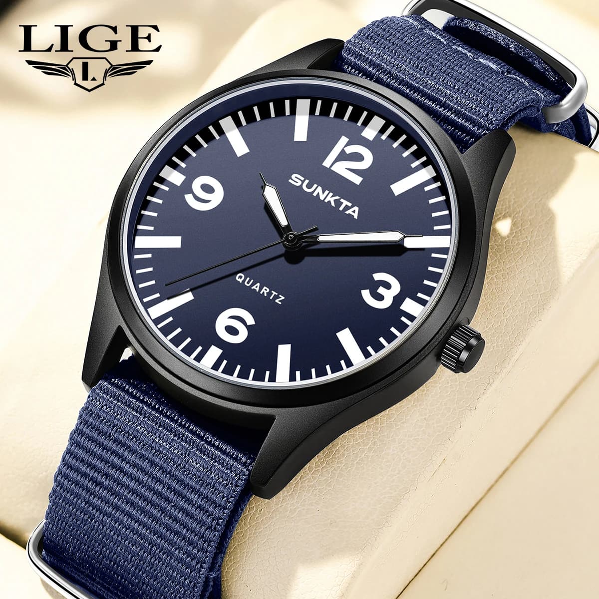 SUNKTA Brand Luxury Quartz Men's Watch Nylon Leather Waterproof Bright Military Sports Watches For Men Relogios Masculine