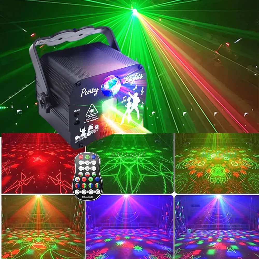 Luci per feste, luci da discoteca per DJ, luci da palco telecomandate, mini proiettore LED RGB portatile alimentato tramite USB, luci stroboscopiche