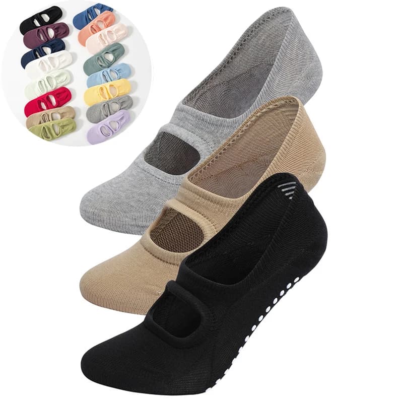 3 pairs of yoga socks for women socks from pilates anti slip socks women's sports socks in cotton without back dance slippers for ballet socks barefoot winter