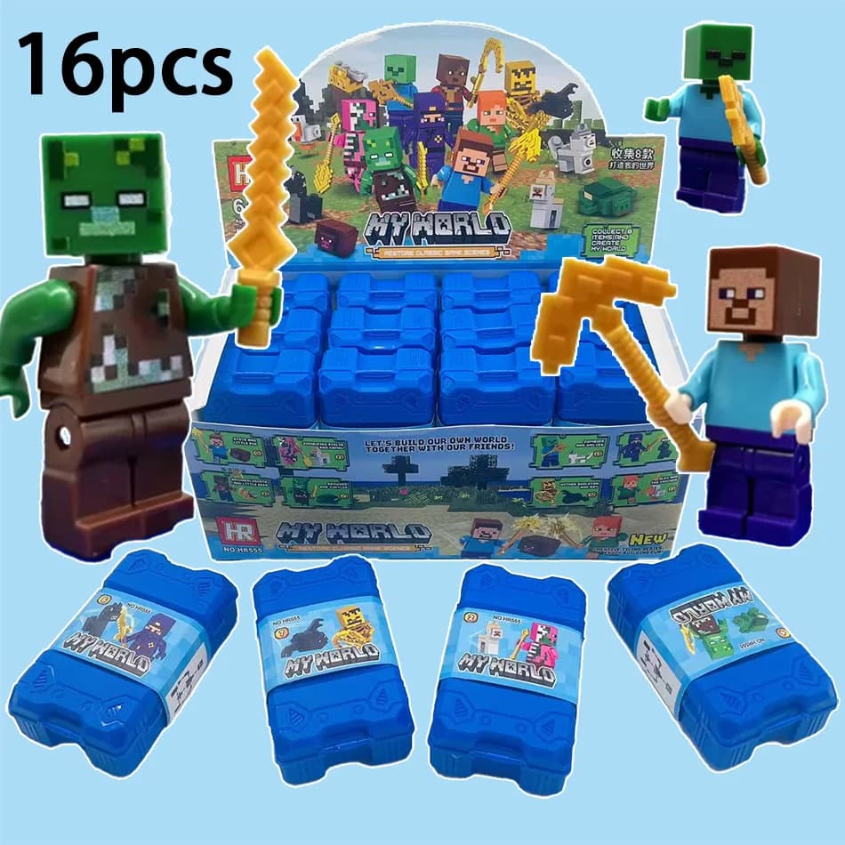 16 Pezzi Anime My World Figure Action Figure Kit di Personaggi Scatola a Sorpresa Collezione Modelli in PVC Giocattoli All'ingrosso Regali di Compleanno per Bambini