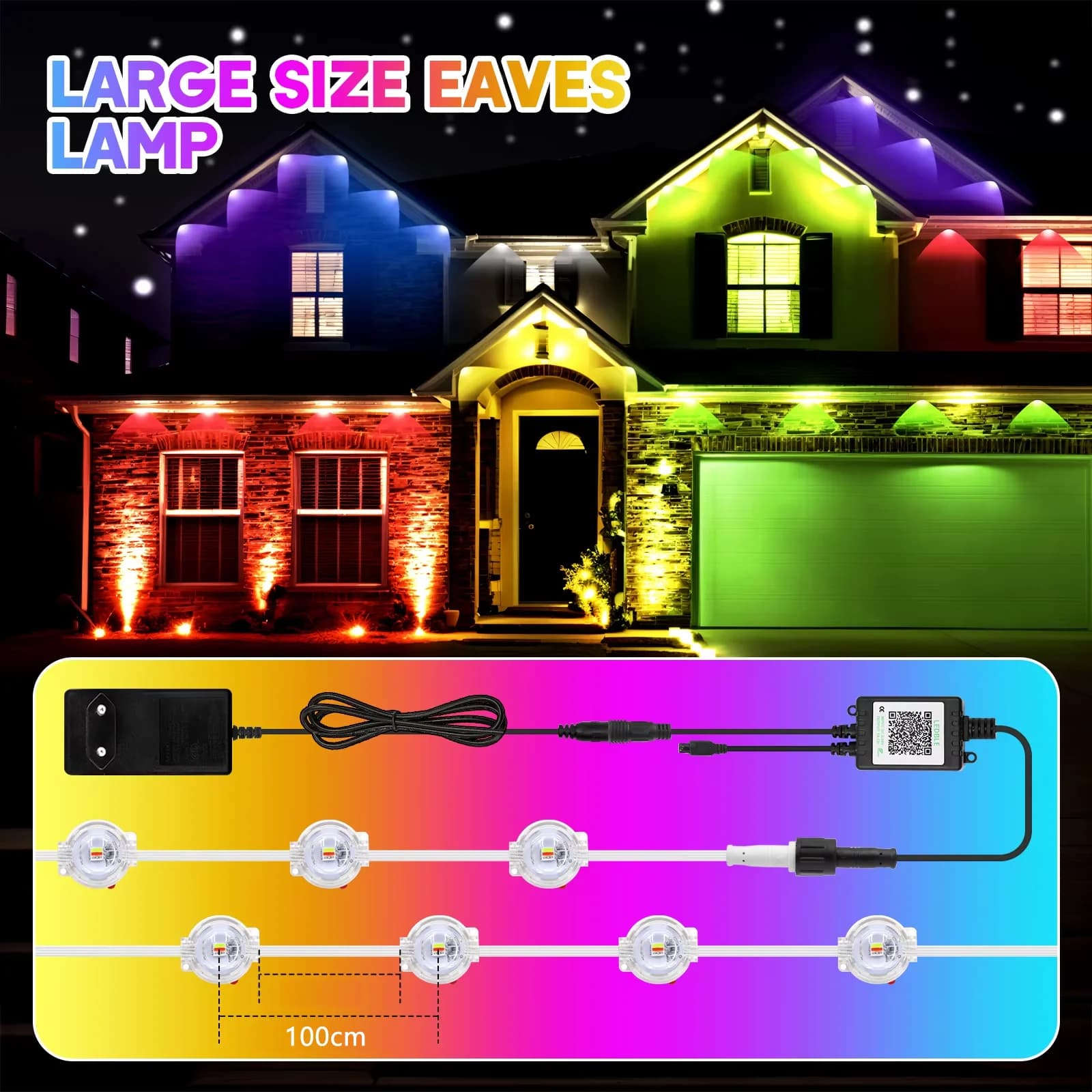 90/30M RGB Gronda Luci a LED Luci esterne permanenti String APP Bluetooth Luce di striscia Modalità di scena Luce di nozze per feste in casa completa