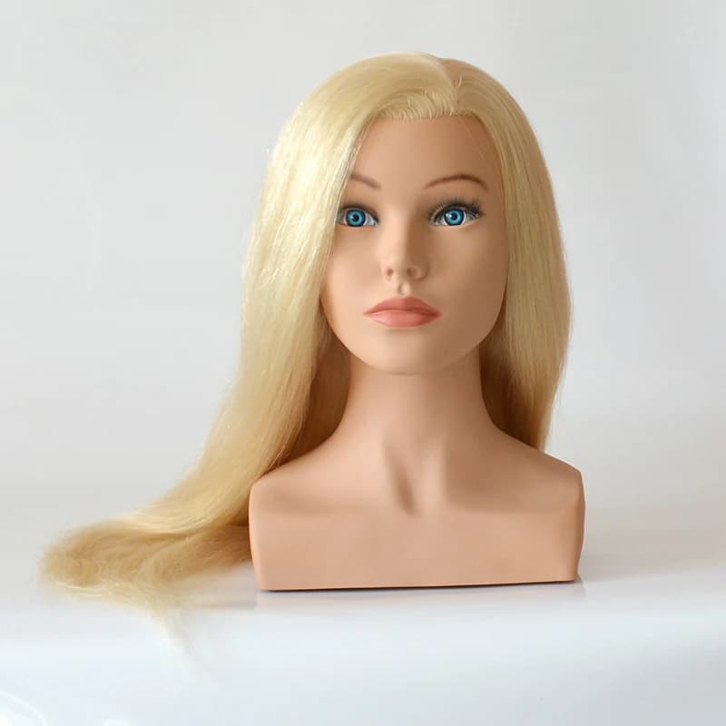 100% human hair mannequin heads with shoulders for practice of cosmetology Curled Straighten the head of professional training mannequin