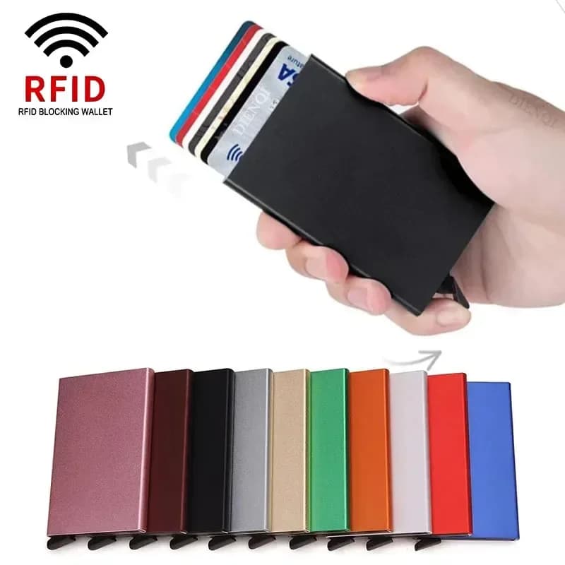 Ultra-thin smart wallet Rfid for men and women, credit card holder pop-up, mini minimalist metal wallet