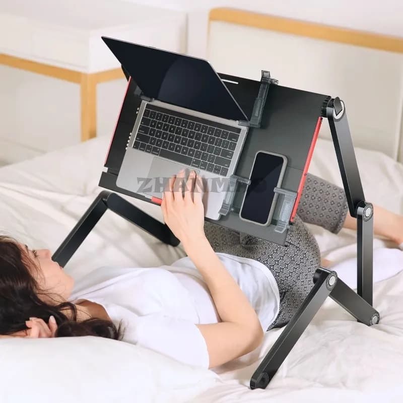 Sdraiato a letto piatto, scrivania per laptop, supporto per tablet pieghevole, regolabile e mobile, scrivania per tavolo da scrivania sdraiato