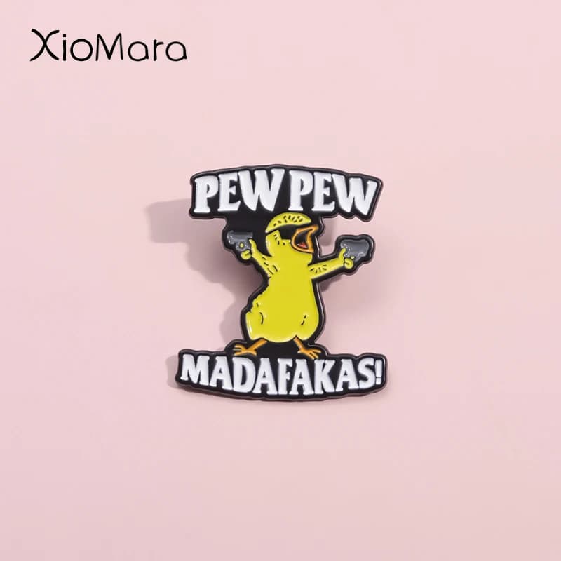 Pew Pew Madafakas! Cute Chicken Enamel Pins Cool Killer Little Chicken Sunglasses Brooches Lapel Badges Animal Jewelry Gift