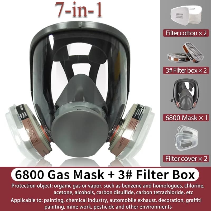 Maschera Antigas Integrale, Respiratore Anti-Gas per Verniciatura a Spruzzo Chimica, Lavoro Industriale, Protezione da Polvere e Gas
