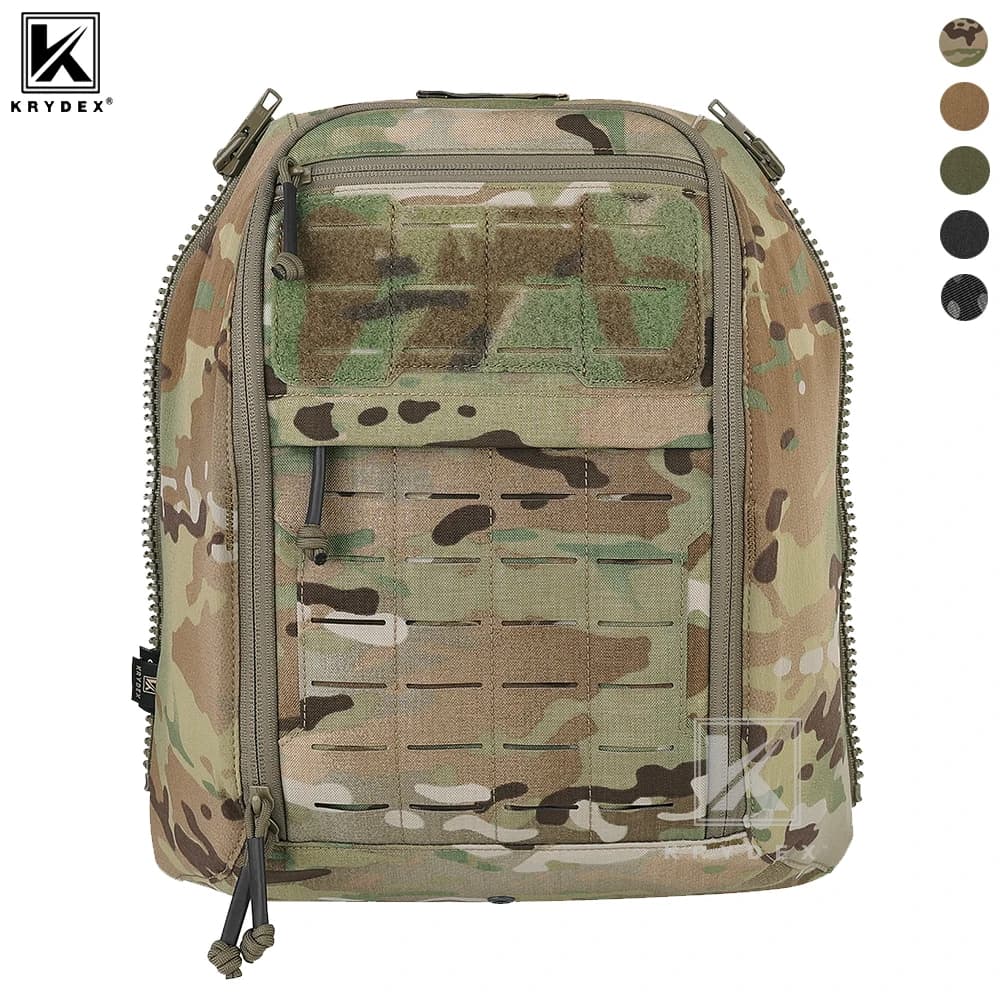 Pannello Posteriore Tattico KRYDEX con Zip MOLLE, Zaino per Idratazione da Casco per Gilet Tattico Scarab