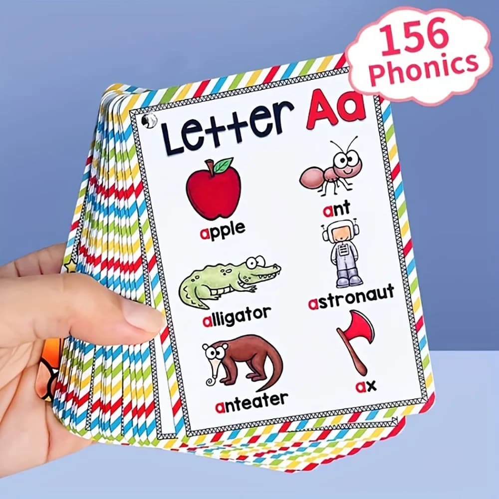 Bview Art English 26 lettere Alfabeto Fonetica Schede flash tascabili Apprendimento educativo precoce Giocattoli con parole inglesi