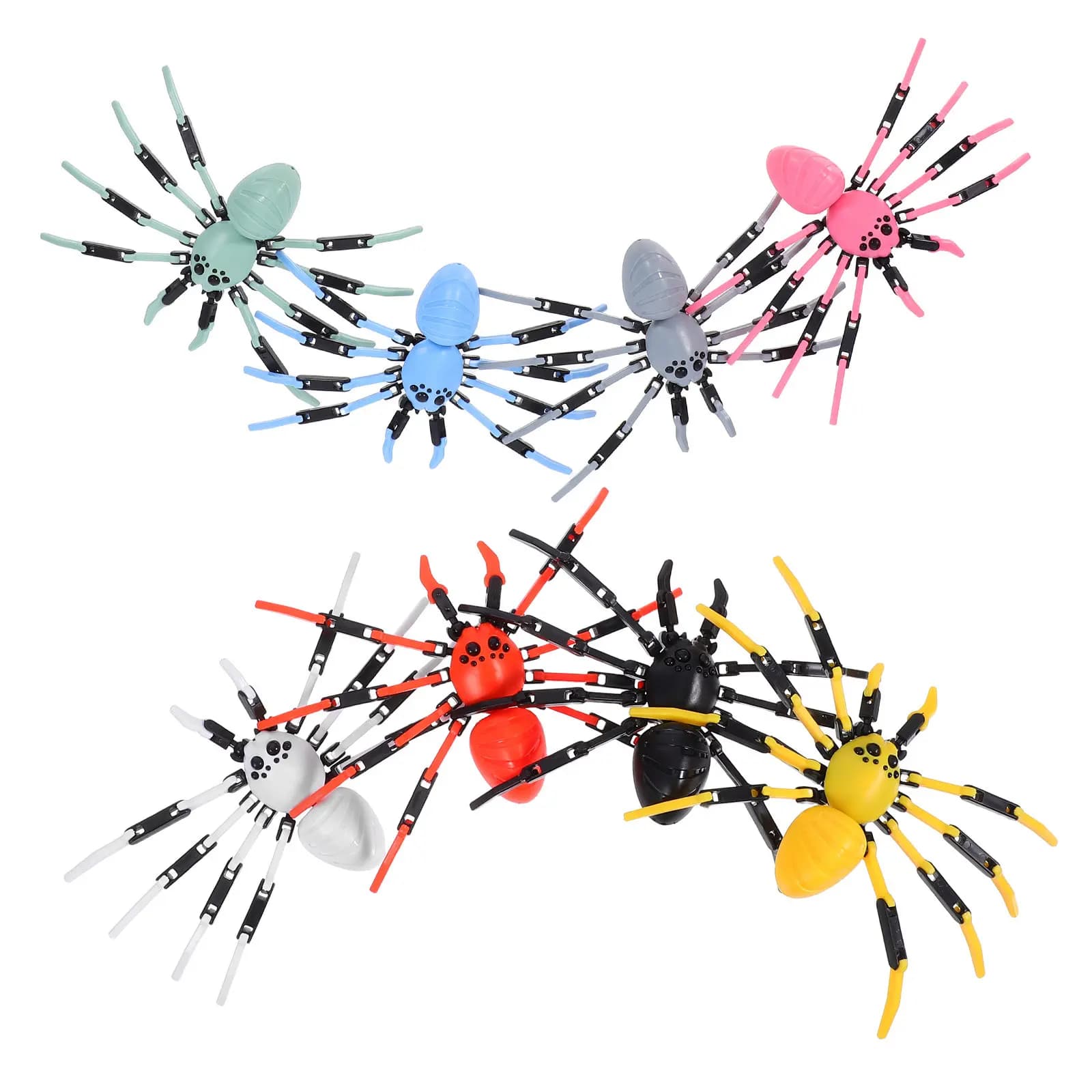 8Pcs Spider Fake 3D Movable Joints Giant Halloween Prank Props Flexible Crawling Insect Action Figures Set Fake Spider