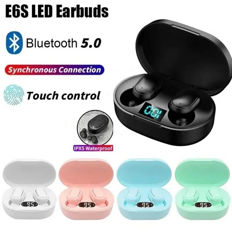 E6S Air Pro Fone Bluetooth Headphones Wireless LED Display Headphones Noise Cancellation via Microphone Bluetooth Wireless
