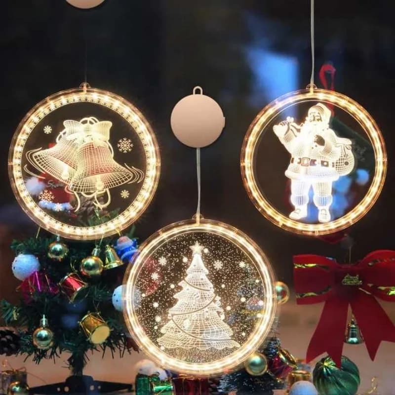 16cm 3d Led ventosa luce babbo natale pupazzo di neve luce natalizia stringa Led albero di natale luce ambientale decorazione della finestra