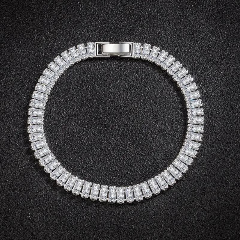 Bracciale in Argento Sterling 925 con Charm, Elegante Cristallo di Zirconia, Gioiello Raffinato per Donne e Ragazze, Regalo per Fidanzamento, Matrimonio, Festa, 18CM