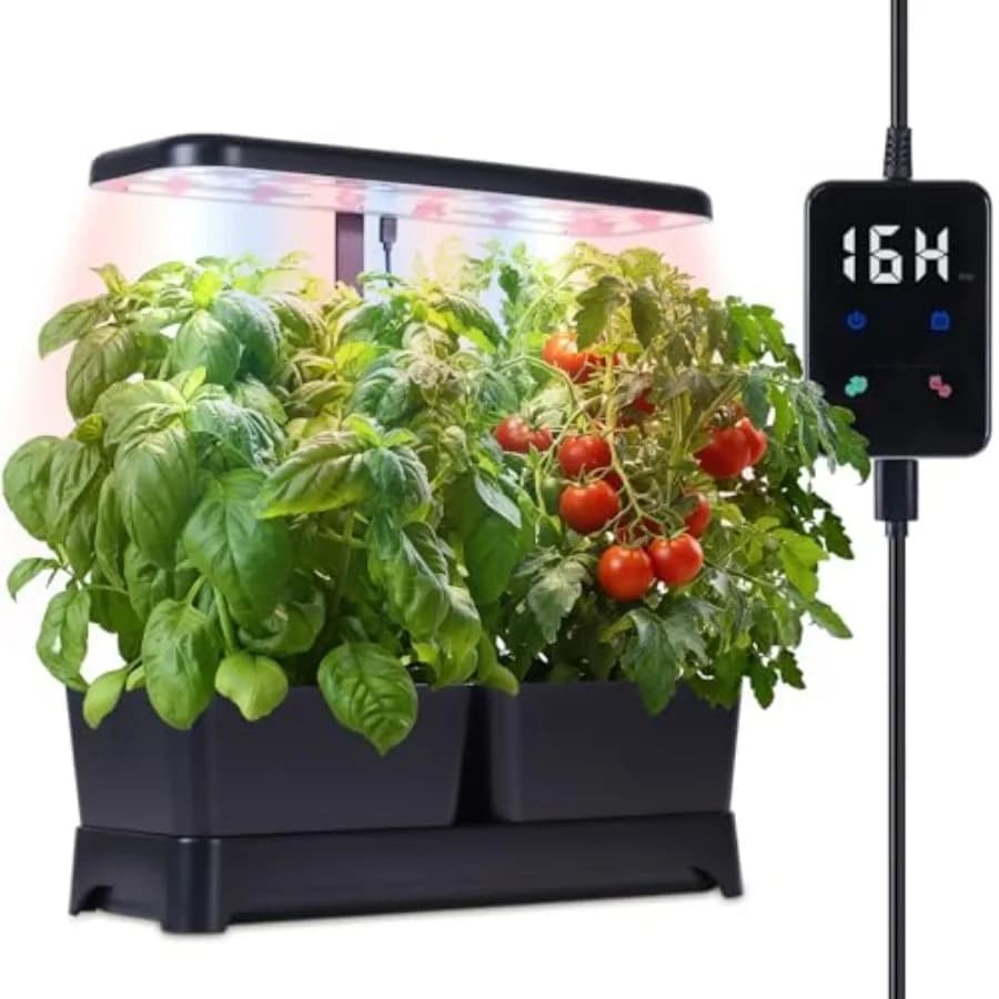 Kit per Coltivazione Indoor con Luci LED, Vasi per Erbe Aromatiche, Illuminazione a Spettro Completo per Piante con Altezza Regolabile