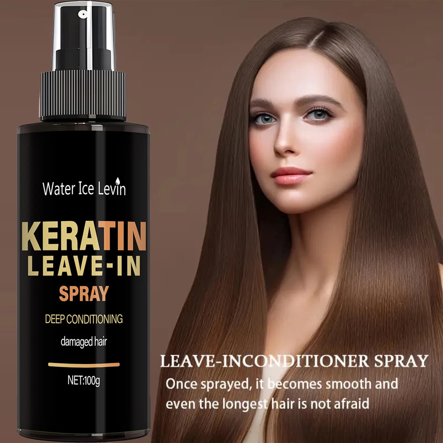 Leave-In spray at Keratin and Biotin 100g, Deeply Nutrient Treatment for Damaged Hair, with Rice Amino Acids, Quick Shipping