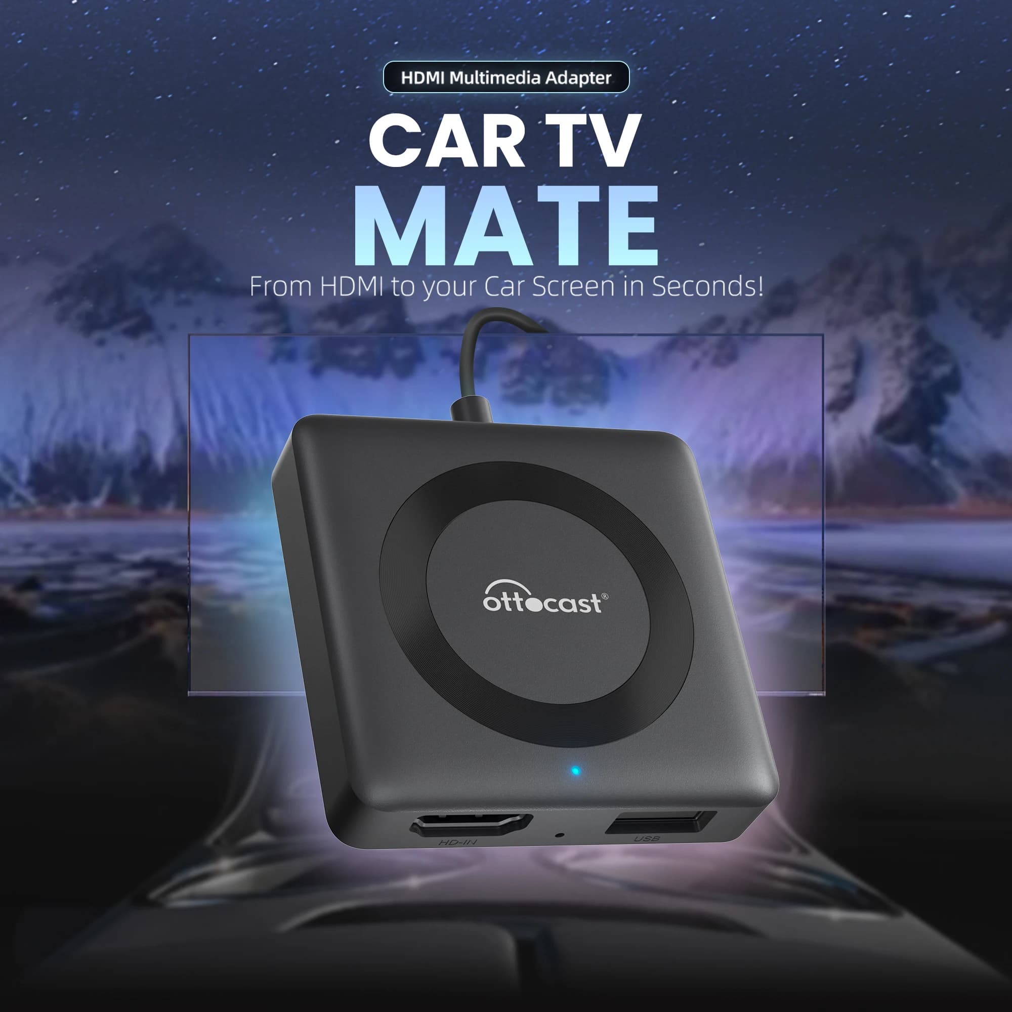 2024 Adattatore CarPlay Wireless OTTOCAST Car TV Mate C3 Adattatore Multimediale Convertitore Video per HDMI per TV Stick Console di Gioco