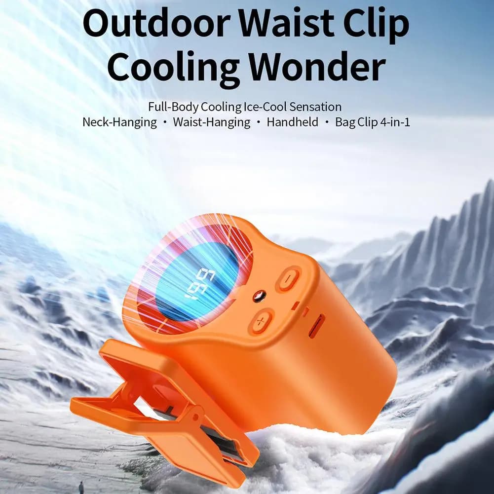 Mini Portable Waist Fan Umbrella Clip Fan USB Rechargeable Waist Hanging Fan Small Ice Cooling Shirts Fan For Outdoor Travel