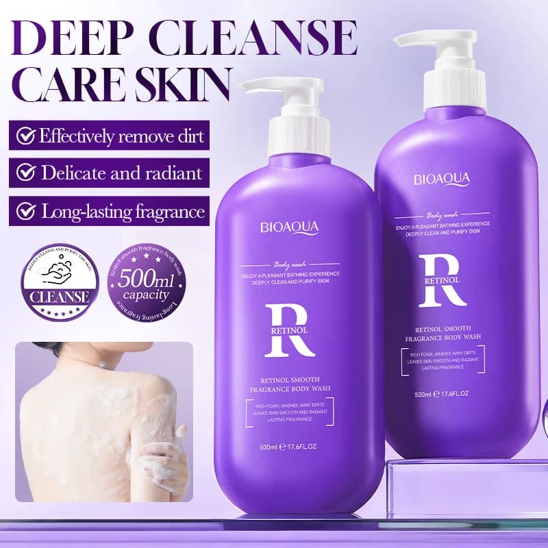 Il gel doccia setoso al retinolo ha una fragranza a lunga durata, idrata, nutre, sbianca e umecta, rimuove gli acari dell'acne.