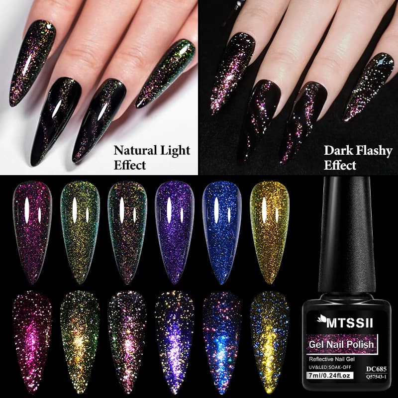 7ml Camaleonte Riflettente Glitter Gel Smalto per unghie Autunno Inverno Paillettes scintillanti Soak Off UV LED Vernice Nail Art Decoratiion