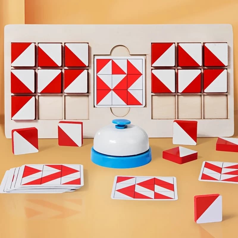 Puzzle di gioco da battaglia in legno per 2 giocatori, giocattolo educativo per rompicapo con blocchi di costruzione e ordinamento per genitore-figlio interattivo