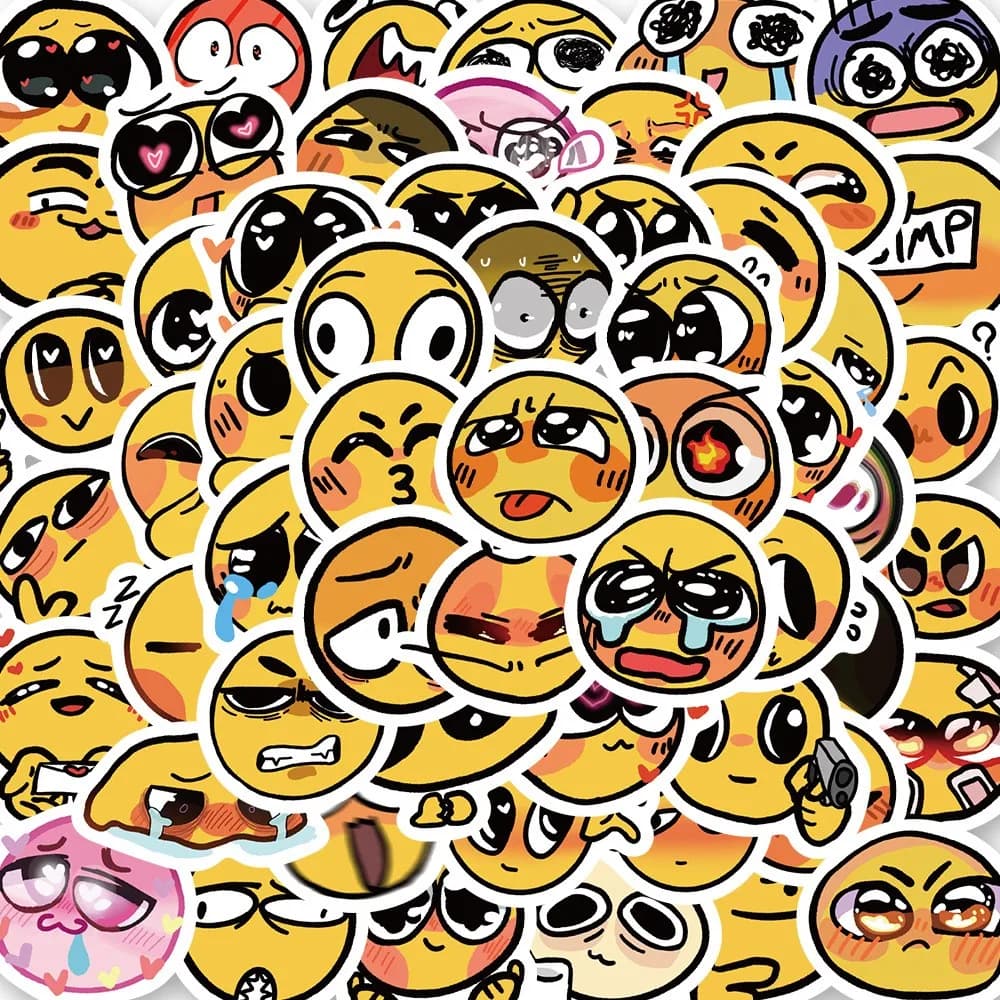 50 pezzi simpatici volti sorridenti cartone animato adesivo divertente Kawaii creativo adesivo impermeabile per laptop bagagli cancelleria per telefono bambino fai da te