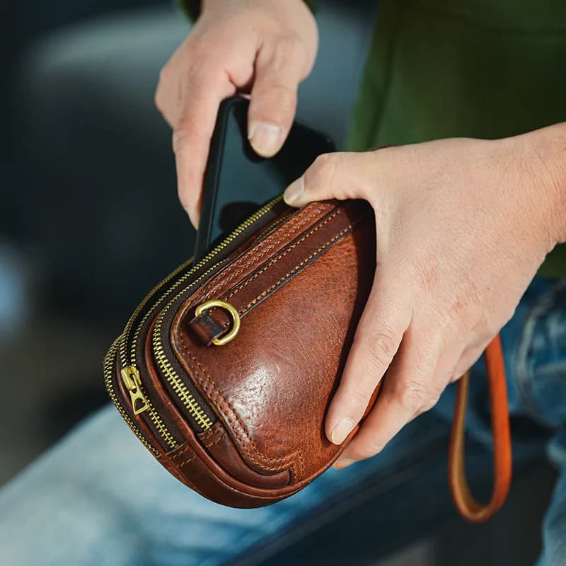 Luxury Natural Leather Men's Pouch Fashion Organizer Designer Multilayer wallet in true quality cowhide leather
