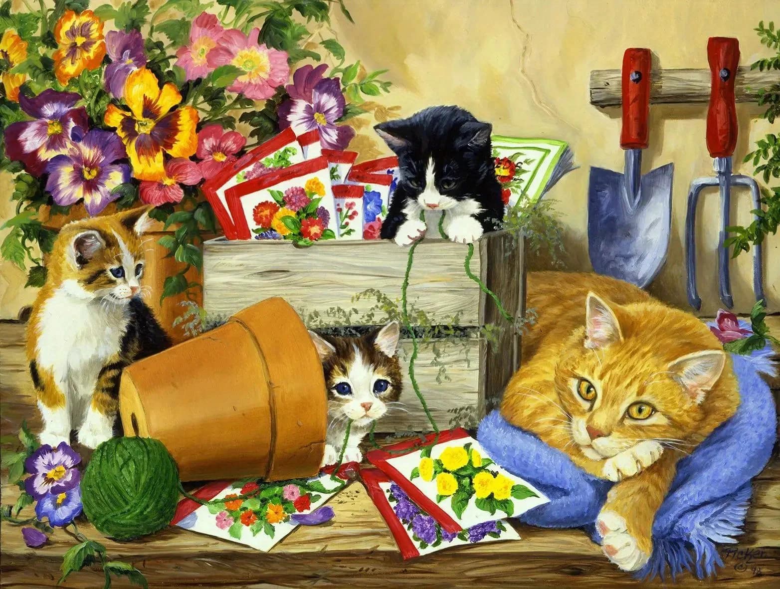 500-2000 Pieces Jigsaw Puzzle for Adults Painting The Cat in The Bower Paper Puzzles Home Decor Wall Display Festival Gift