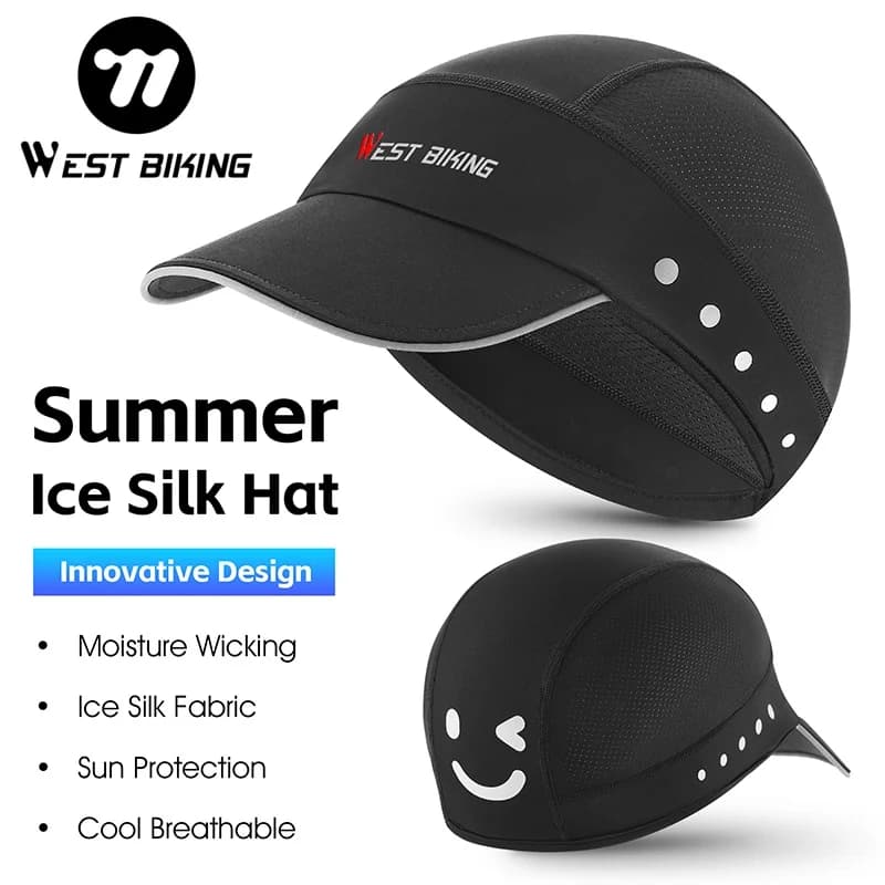 WEST BIKING Summer Hat in Ice Silk for Cycling, Solar Protection Breathable, Subcasco with Reflective visor for Men and Women