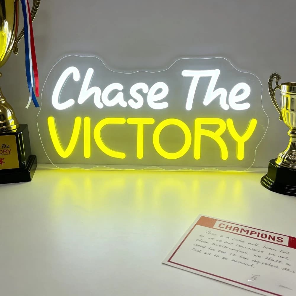 Insegna al Neon LED 'Chase The VICTORY', Arte Murale Motivazionale per Sala Giochi, Camera da Letto, Decorazione Ispirazionale, Illuminazione per Casa e Bar, Regalo