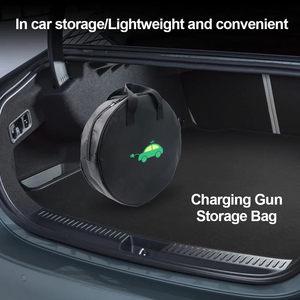 Borsa portaoggetti rotonda resistente per cavi di ricarica auto, in tessuto Oxford impermeabile, organizer rotondo per attrezzi e accessori auto