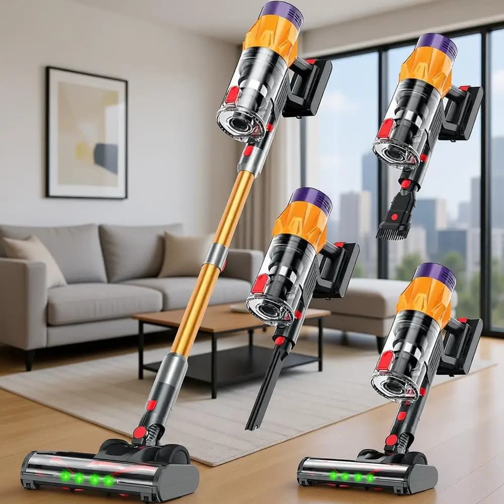 Aspirapolvere Senza Fili con Display LED, 550W, Batteria Rimovibile, Leggero, Ricaricabile, per Peli di Animali Domestici